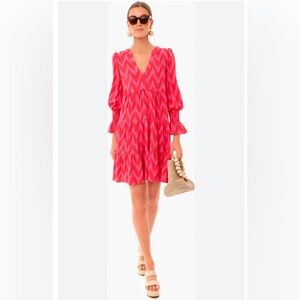 Pomander Place Pink & Red Chevron Mini Knee Length Kenzie Dress Large